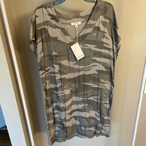 Splendid Olive & Taupe Camo V-Neck Dress